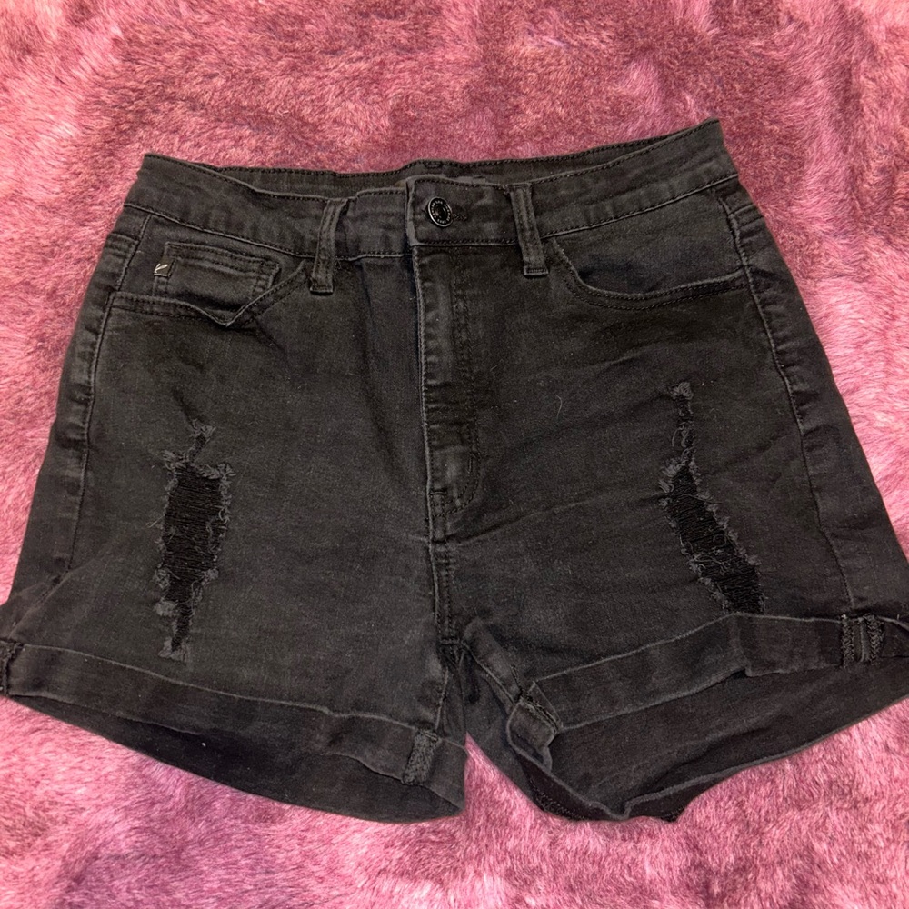 KanCan Black Ripped Jean Shorts